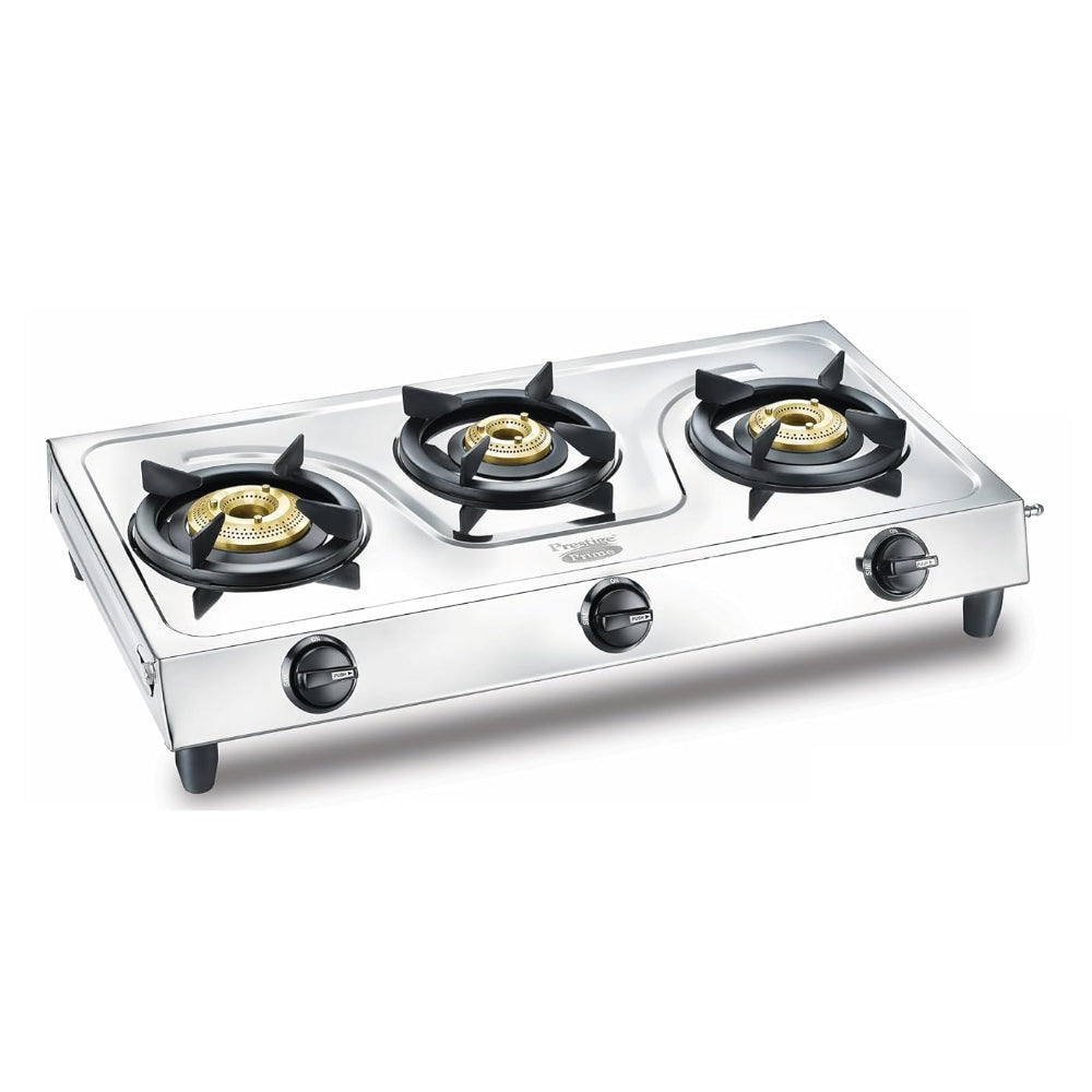 Prestige Prime Jumbo Stainless Steel 3 burner Gas Stove | Silver