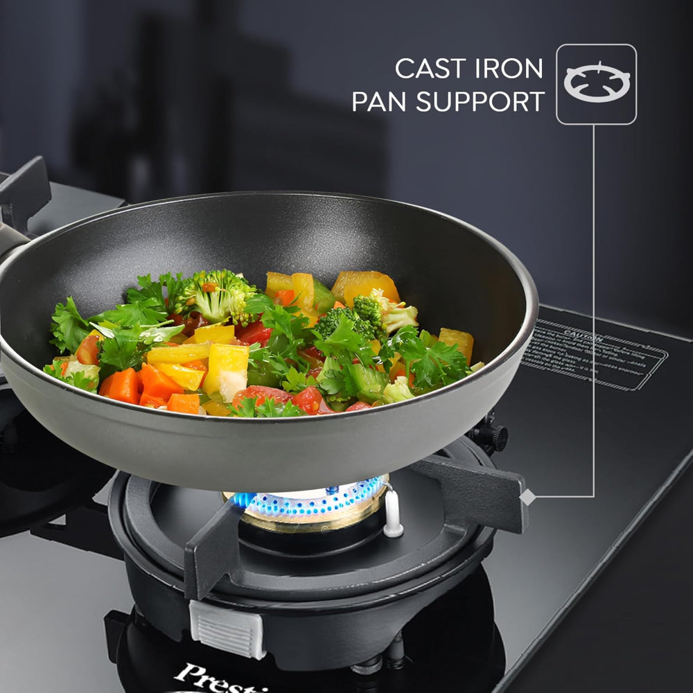 Prestige Svachh Efficia 03 AI Toughened Glass Top Hob | Multi Spark Ignition System | Black