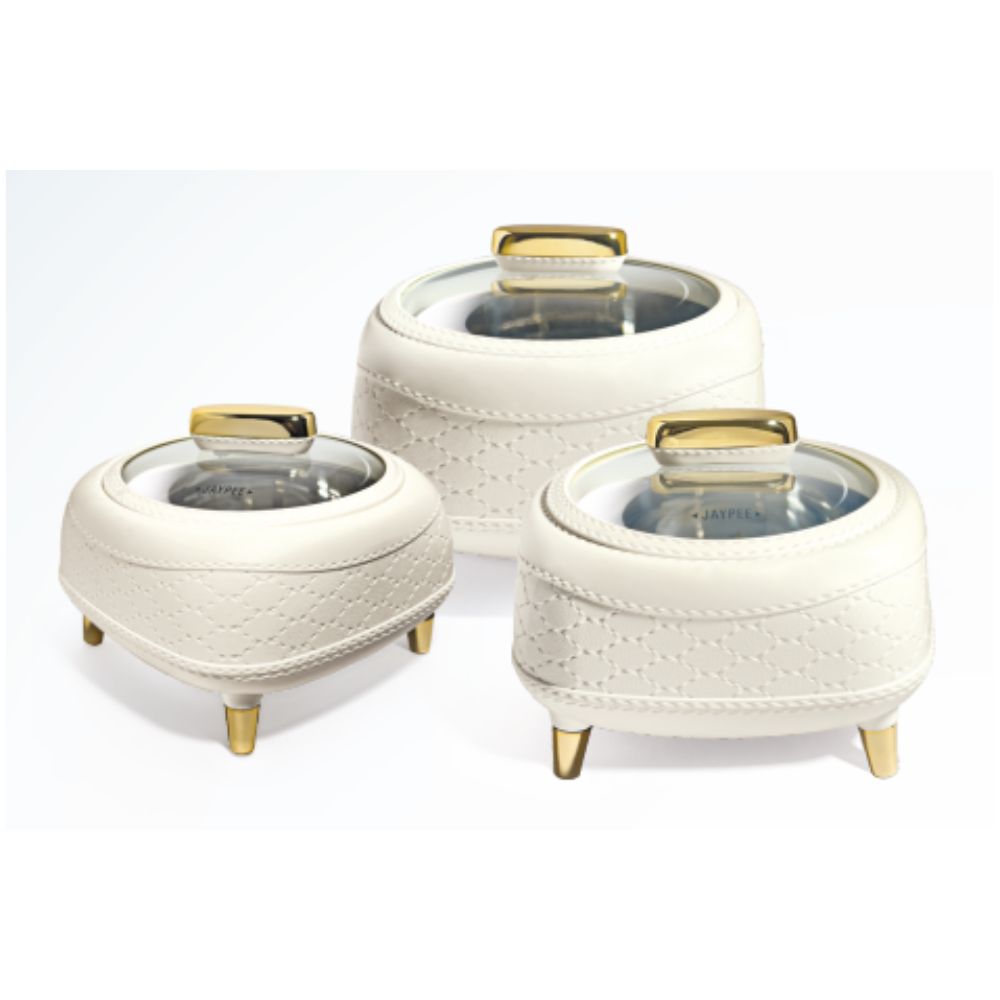 Jaypee Kingston Klass Insulated Casserole Set with Glass Lid | Set of 3 Pcs