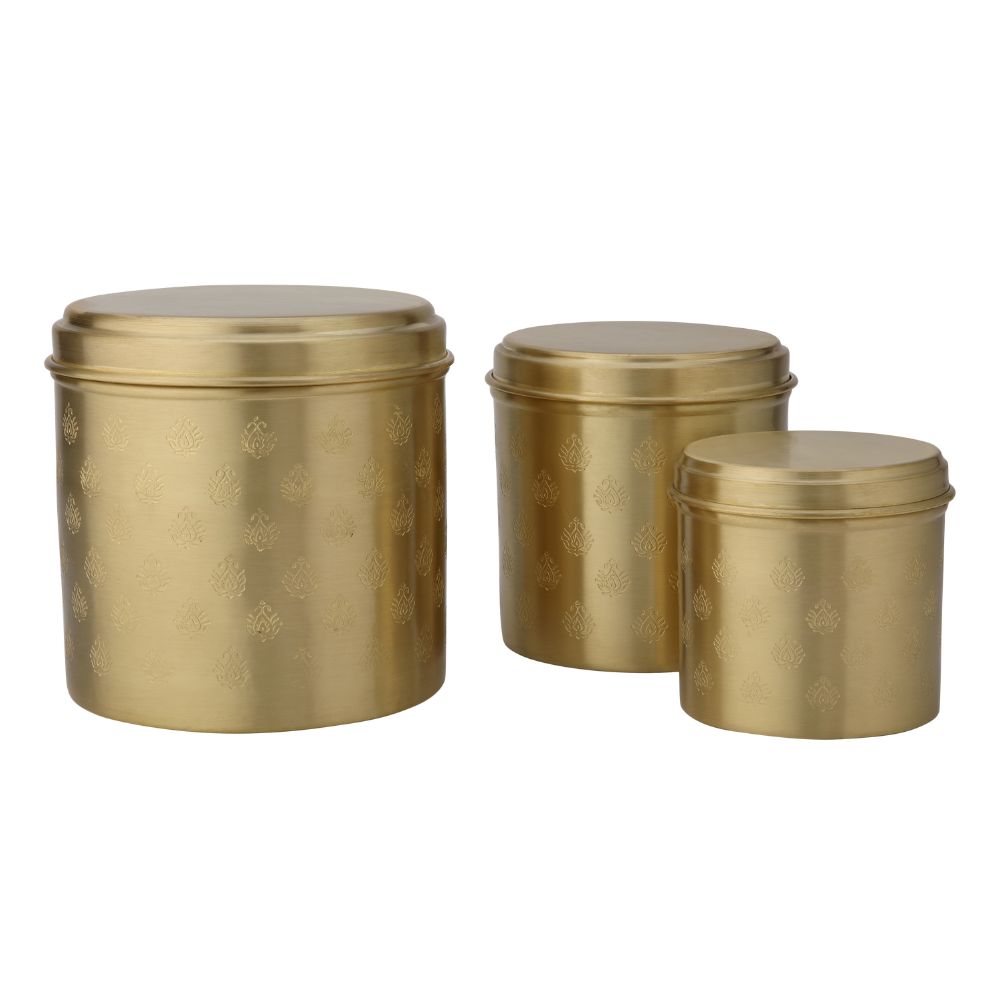 LaCoppera Pure Brass Mor Round Dabba | Spice & Snack Container | 1 Pc