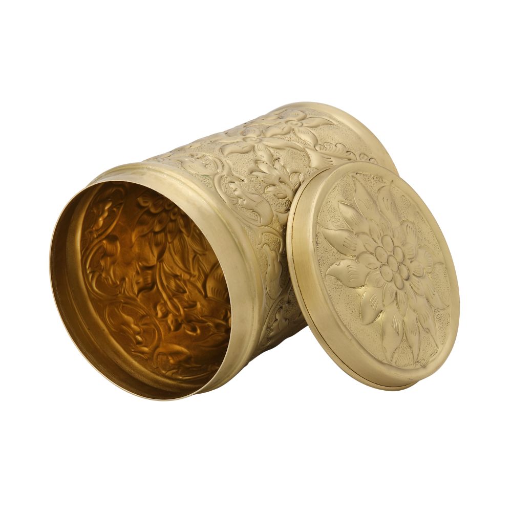 LaCoppera Pure Brass Nikashi Dabba | Spice & Snack Container | 1 Pc