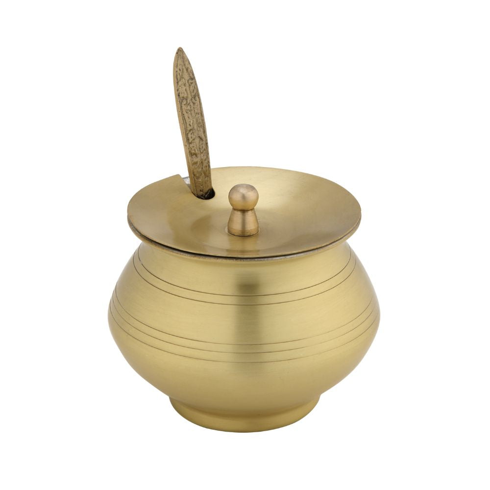 Lacoppera Brass Sundara 400 ML Ghee Pot with Serving Spoon | Golden