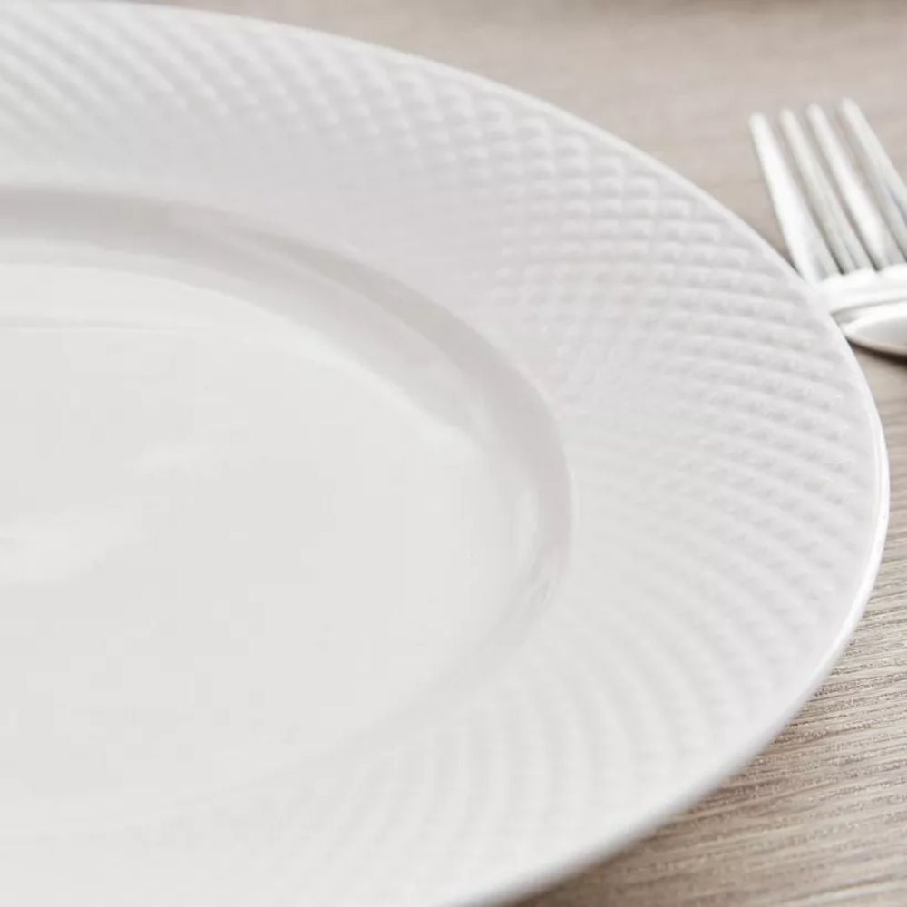 Clay Craft Diamond Plain 11 Inch Georgian Plate | White | Set of 2 Pcs