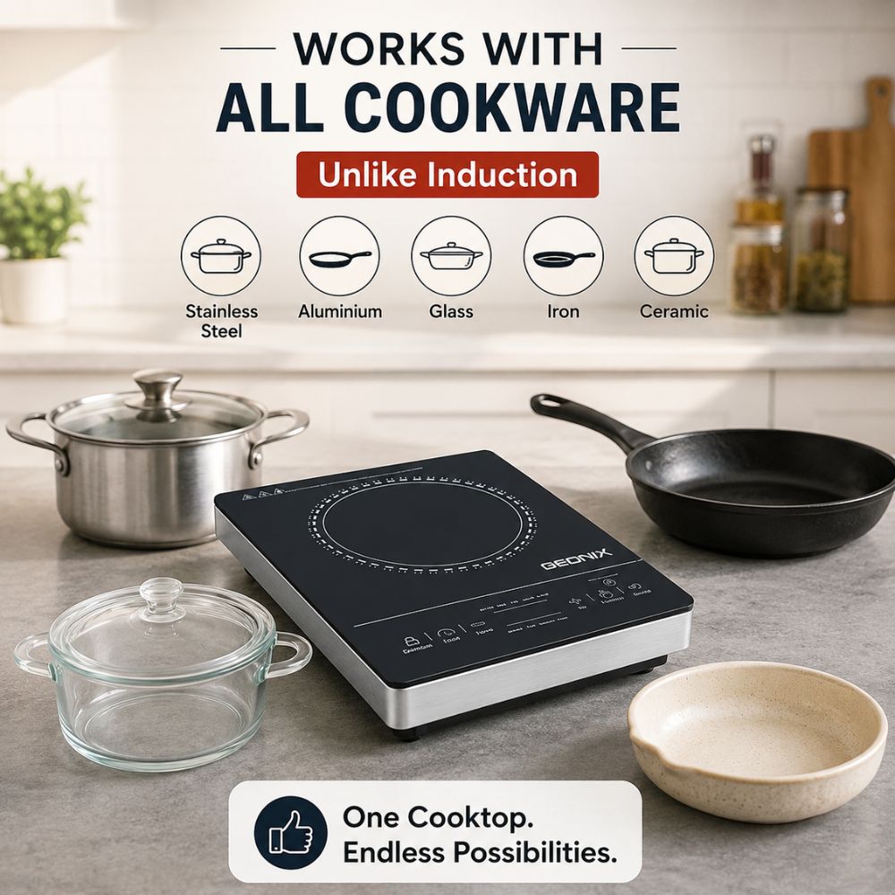 Softel - BEDIYA Insta Stove 2000 Watts Infrared Cooktop | Black & Silver