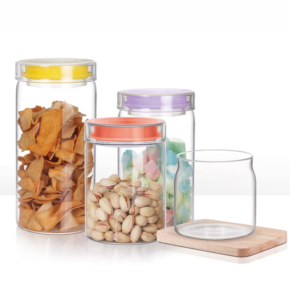 Treo Borosilicate Glass Alin Jar with Glass Lid | Transparent | Microwave Safe