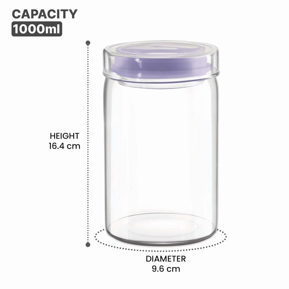 Treo Borosilicate Glass Alin Jar with Glass Lid | Transparent | Microwave Safe