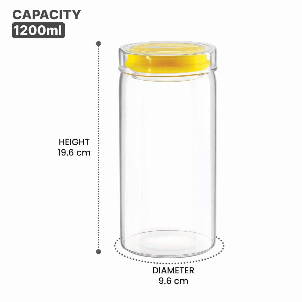 Treo Borosilicate Glass Alin Jar with Glass Lid | Transparent | Microwave Safe