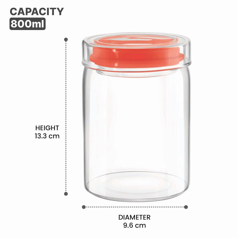 Treo Borosilicate Glass Alin Jar with Glass Lid | Transparent | Microwave Safe