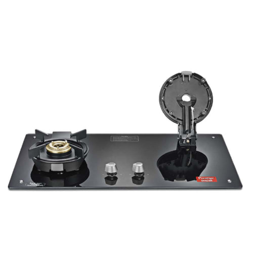 Prestige Svachh PSVH 02 Toughened Glass Top Hobtop with Liftable Burner Set | Auto Multi Spark Ignition | Black