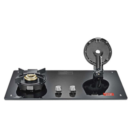 Prestige Svachh PSVH 02 Toughened Glass Top Hobtop with Liftable Burner Set | Auto Multi Spark Ignition | Black