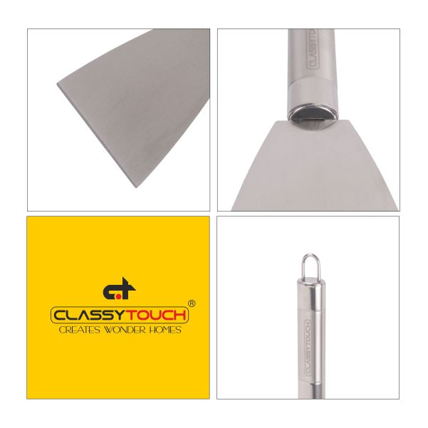 Classy Touch Stainless Steel Cooking Solid Turner | Silver