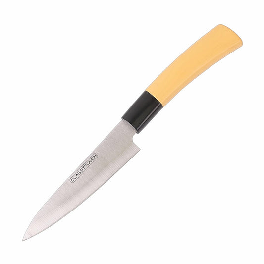 Classy Touch Stainless Steel Chef Knife with Wood Textured ABS Plastic Handle | Cream