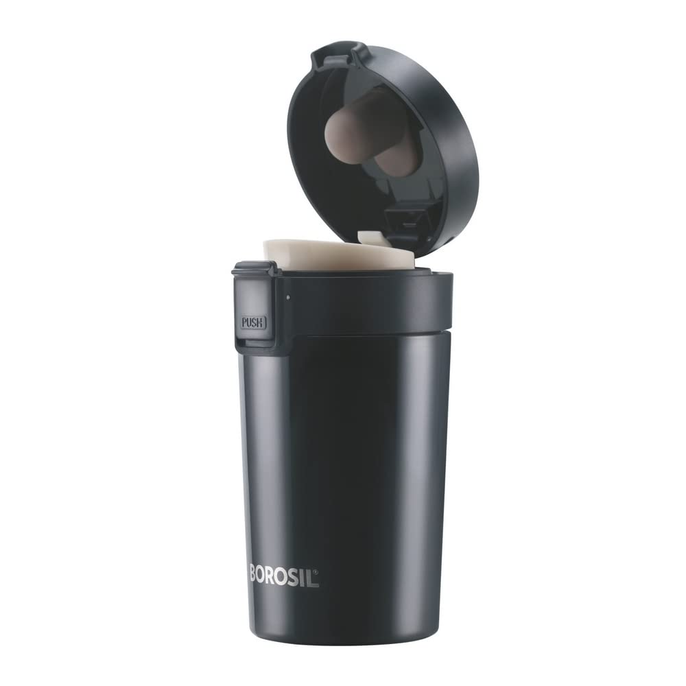 Borosil Coffeemate 300 ML Vacuum Insulated Stainless Steel Travel Mug | 8 Hours Hot and 14 Hours Cold | 1 Pc