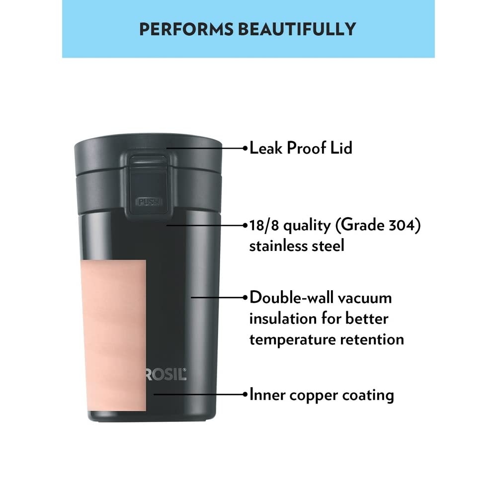 Borosil Coffeemate 300 ML Vacuum Insulated Stainless Steel Travel Mug | 8 Hours Hot and 14 Hours Cold | 1 Pc