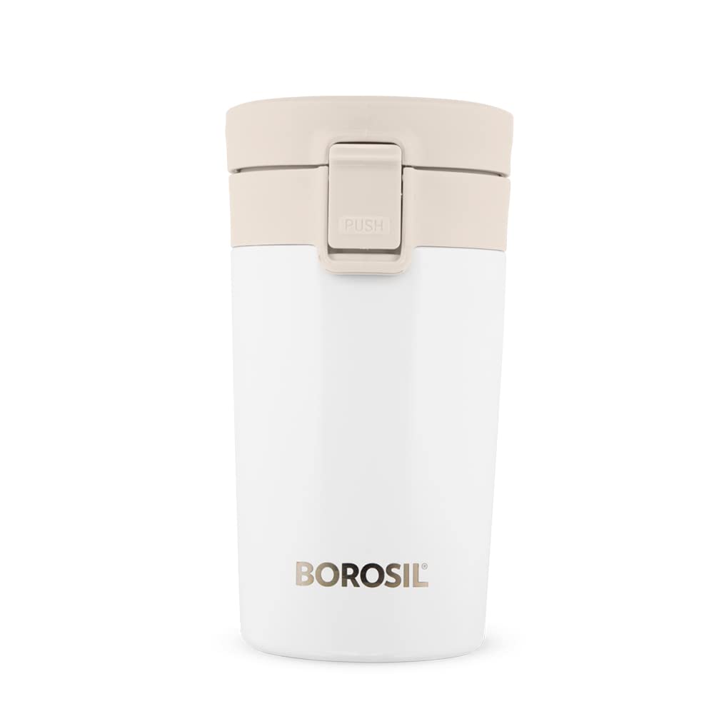 Borosil Coffeemate 300 ML Vacuum Insulated Stainless Steel Travel Mug | 8 Hours Hot and 14 Hours Cold | 1 Pc