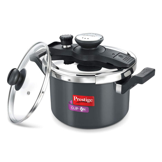 Prestige Clip-on Mini 3 Litre Hard Anodised Aluminium Pressure Cooker | Gas & Induction Compatible | Black