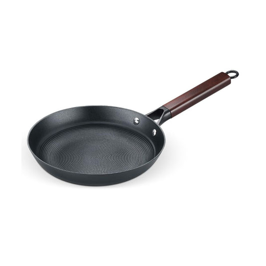 Prestige Castlite Patterned Enamel Coated Cast Iron Fry Pan | Gas & Induction Compatible | Black