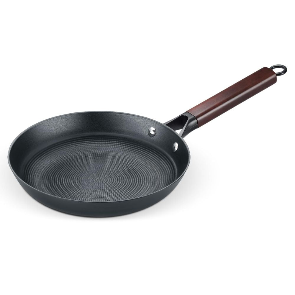 Prestige Castlite Patterned Enamel Coated Cast Iron Fry Pan | Gas & Induction Compatible | Black