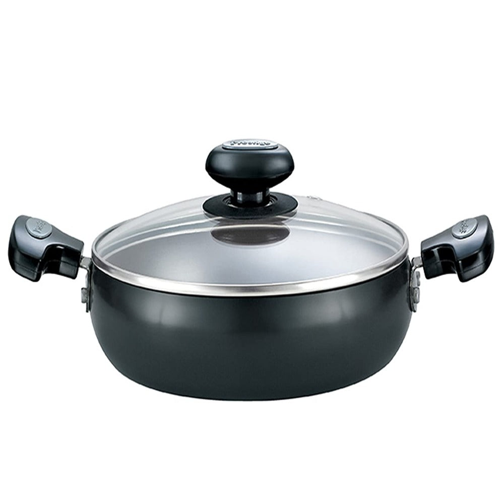 Prestige Hard Anodised Plus Saute Pan with Glass Lid | Black | 1 Pc
