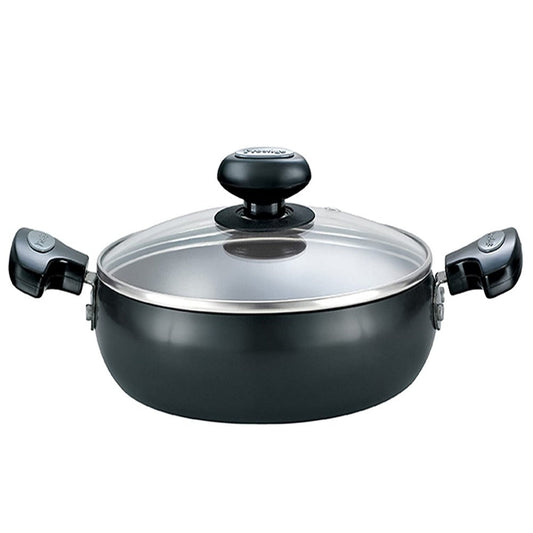 Prestige Hard Anodised Plus Saute Pan with Glass Lid | Black | 1 Pc