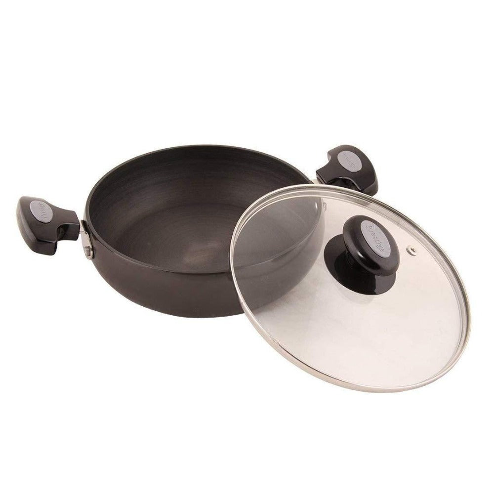 Prestige Hard Anodised Plus Saute Pan with Glass Lid | Black | 1 Pc