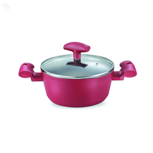Prestige Aluminium Dura Plus 20 cm Forged Casserole with Lid | Red | 1 Pc