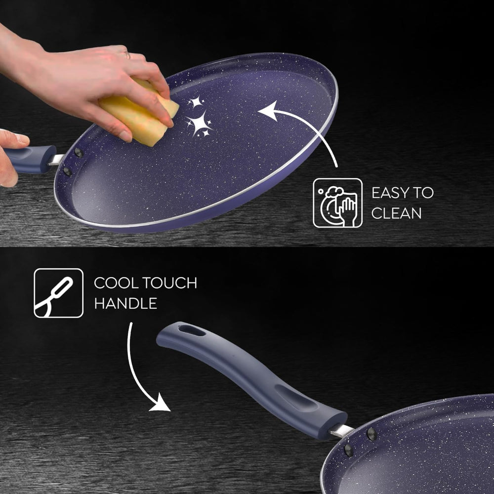 Prestige Ceraglide Ceramic Coating Non-Stick Aluminium Omni Tawa | Gas & Induction Compatible | Blue