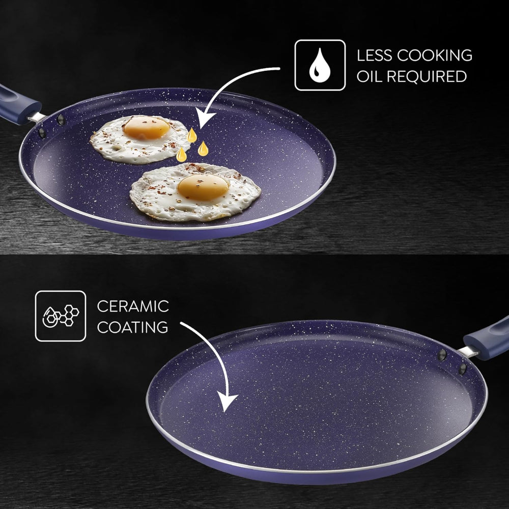 Prestige Ceraglide Ceramic Coating Non-Stick Aluminium Omni Tawa | Gas & Induction Compatible | Blue