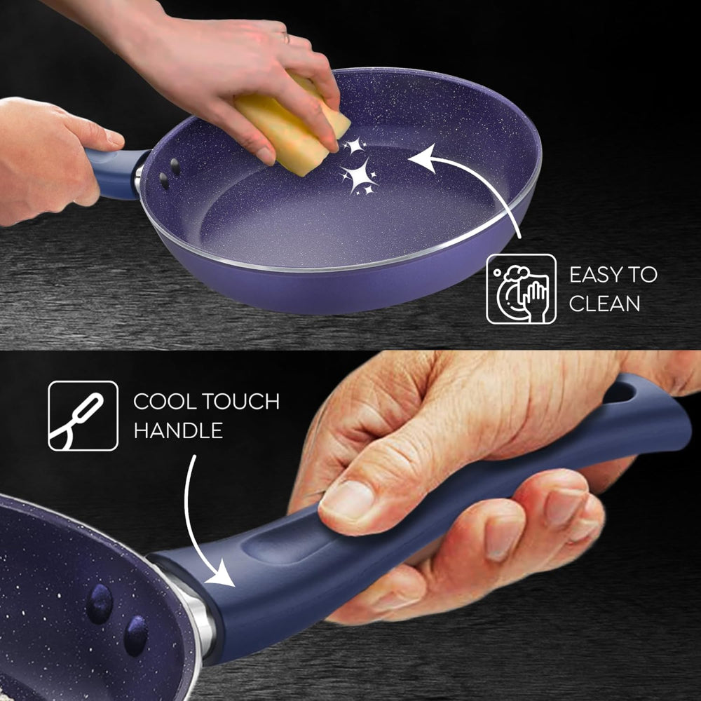 Prestige Ceraglide Ceramic Coated Non-Stick Fry Pan | Gas & Induction Compatible | Blue