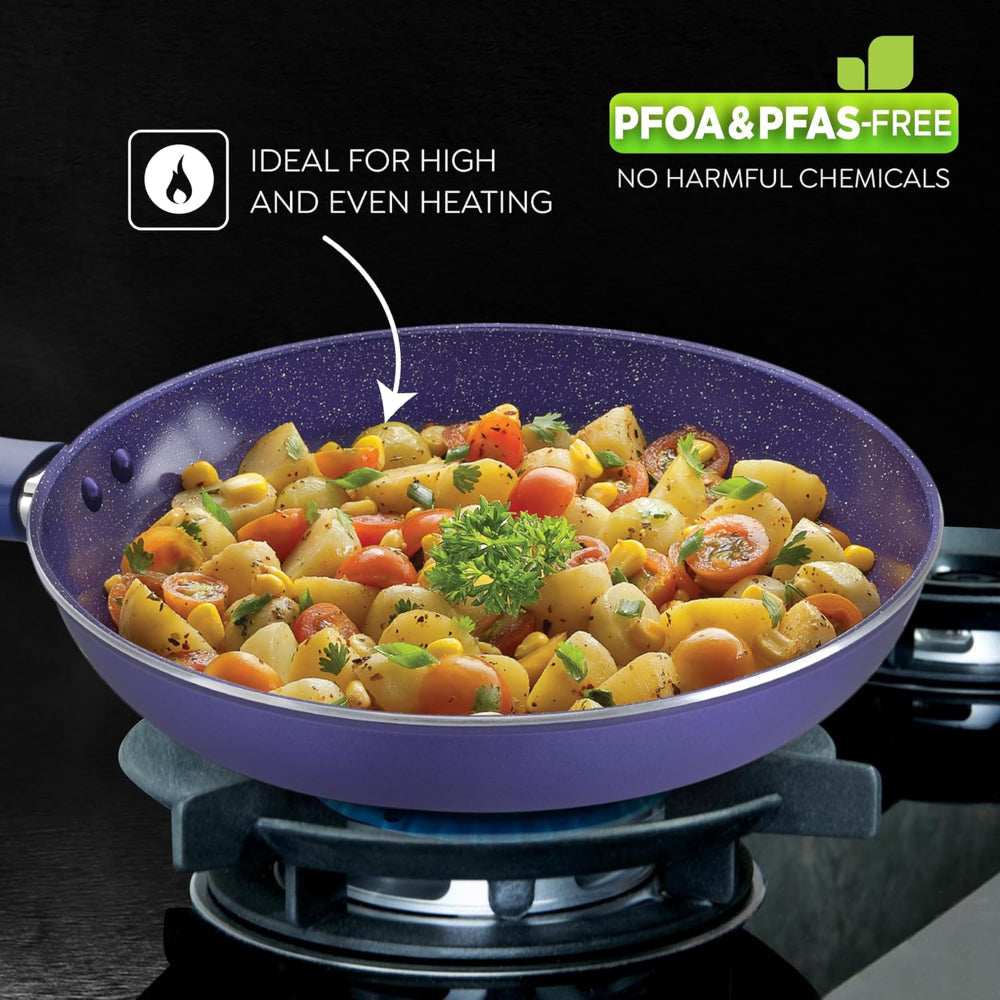Prestige Ceraglide Ceramic Coated Non-Stick Fry Pan | Gas & Induction Compatible | Blue