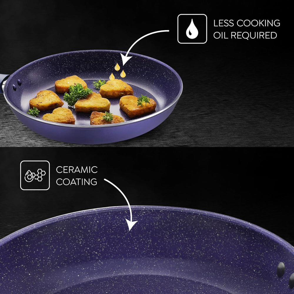 Prestige Ceraglide Ceramic Coated Non-Stick Fry Pan | Gas & Induction Compatible | Blue