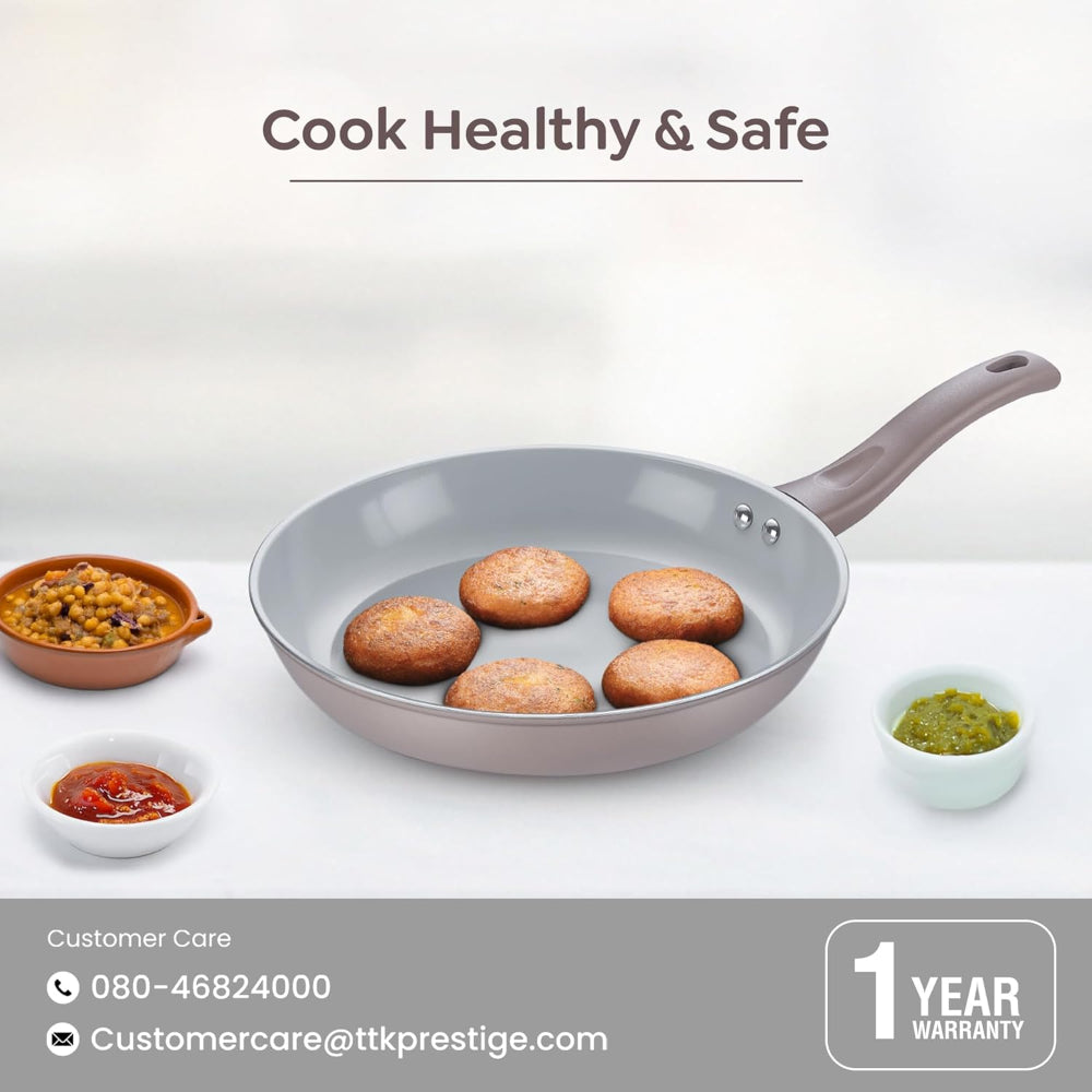 Prestige Ceraglide Duo Ceramic Coating Non Stick Aluminium Fry Pan | Gas & Induction Compatible | Grey