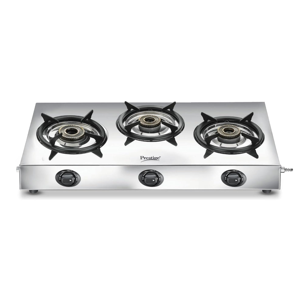 Prestige Perfect Plus Stainless Steel 3 burner Gas Stove | Silver