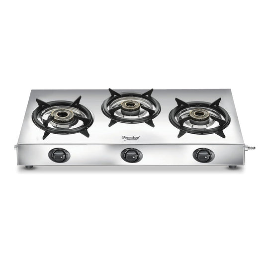 Prestige Perfect Plus Stainless Steel 3 burner Gas Stove | Silver