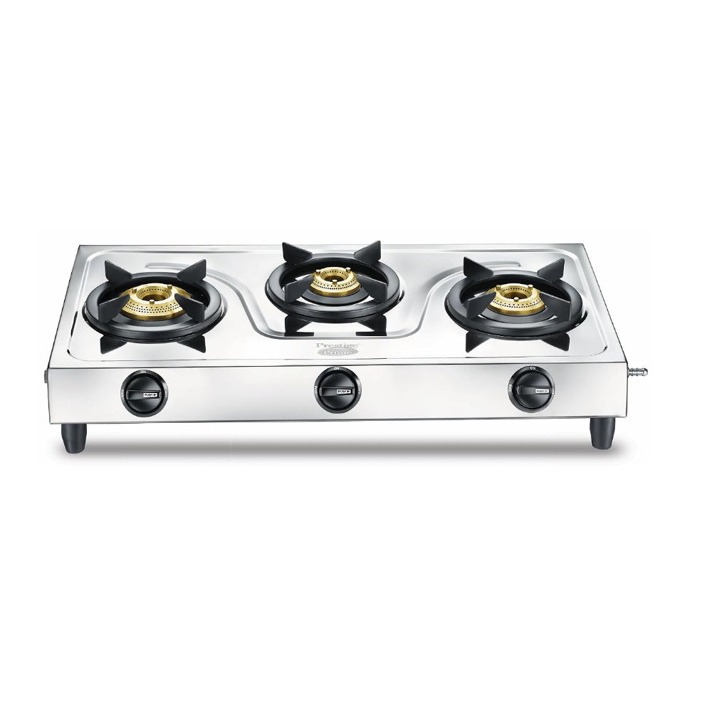 Prestige Prime Jumbo Stainless Steel 3 burner Gas Stove | Silver
