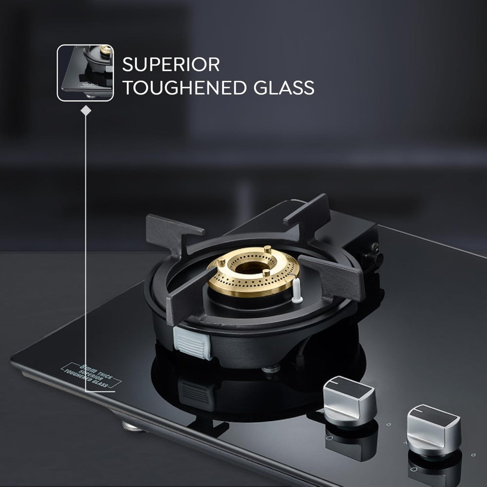 Prestige Svachh Efficia 02 AI Toughened Glass Top Hob | Multi Spark Ignition System | Black