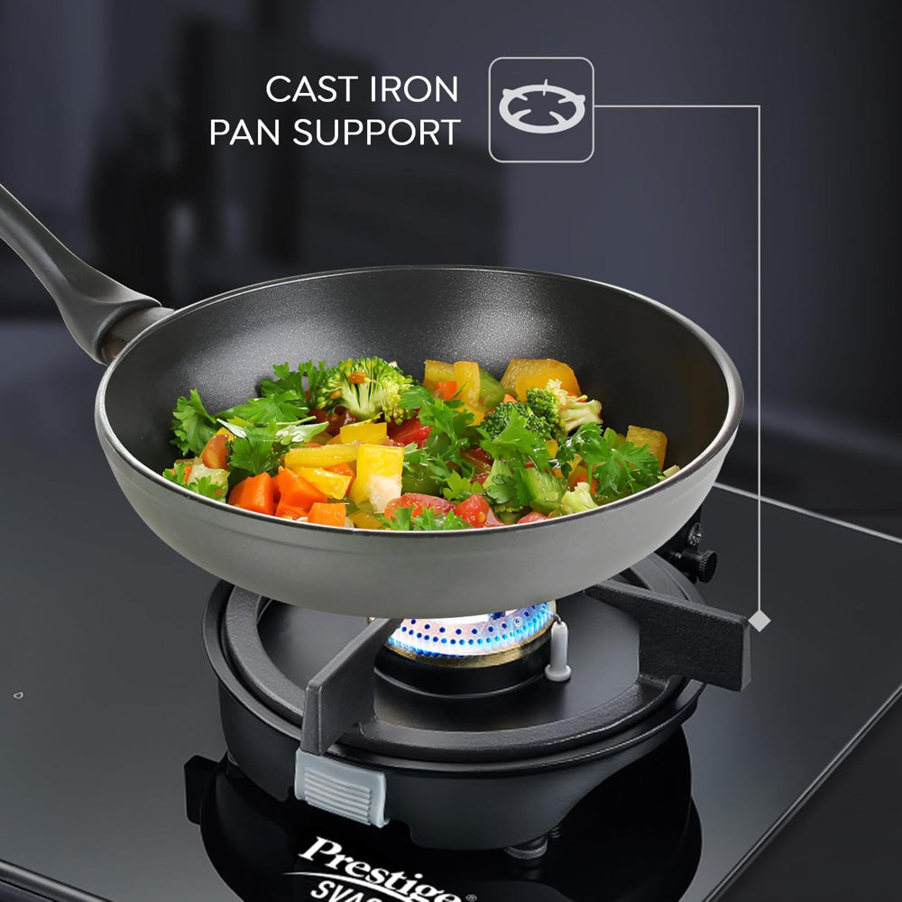 Prestige Svachh Efficia 02 AI Toughened Glass Top Hob | Multi Spark Ignition System | Black