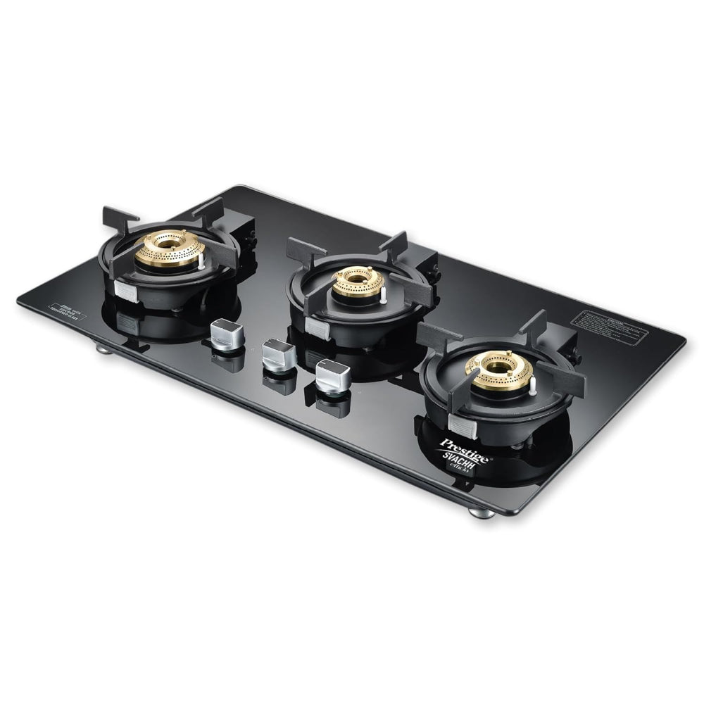 Prestige Svachh Efficia 03 AI Toughened Glass Top Hob | Multi Spark Ignition System | Black