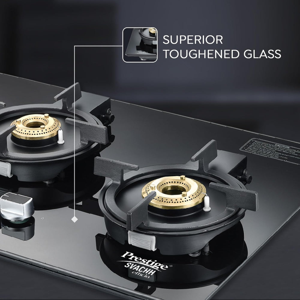 Prestige Svachh Efficia 03 AI Toughened Glass Top Hob | Multi Spark Ignition System | Black