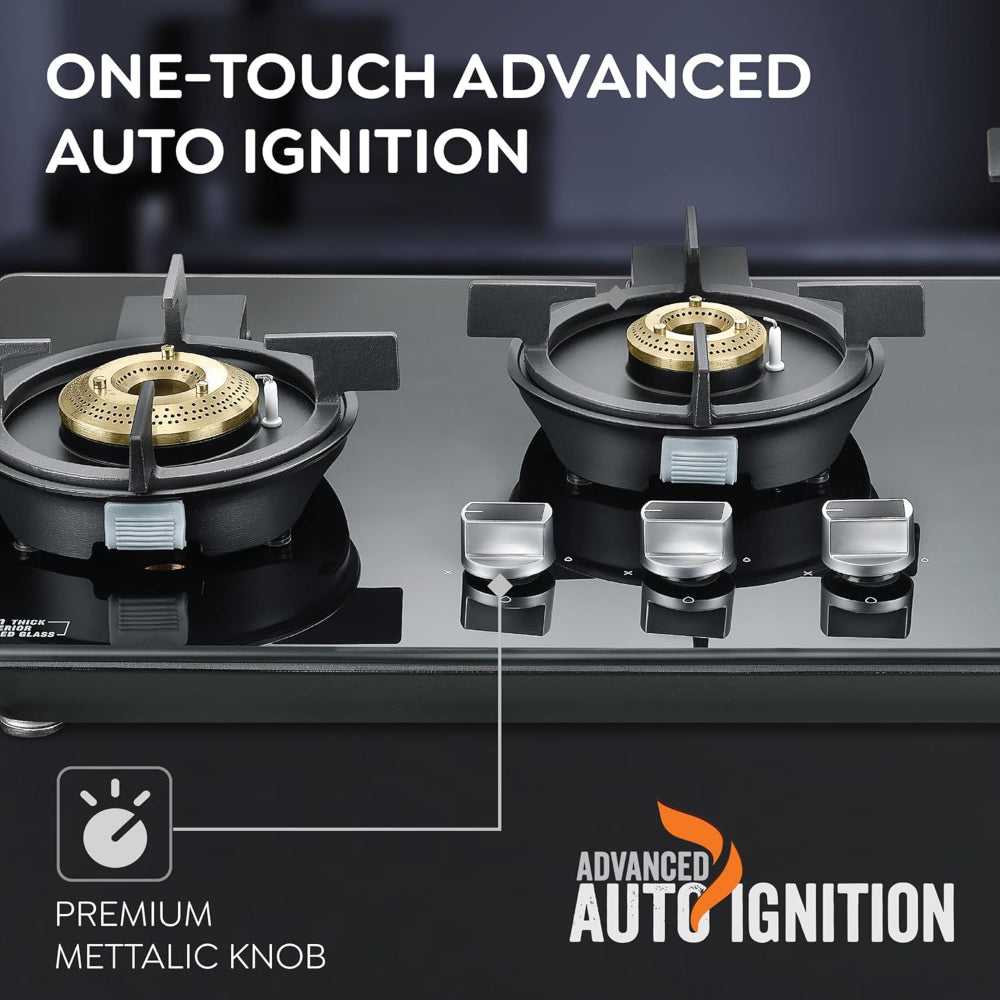 Prestige Svachh Efficia 03 AI Toughened Glass Top Hob | Multi Spark Ignition System | Black