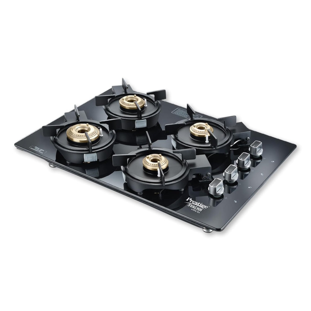 Prestige Svachh Efficia 04 AI Toughened Glass Top Hob | Multi Spark Ignition System | Black