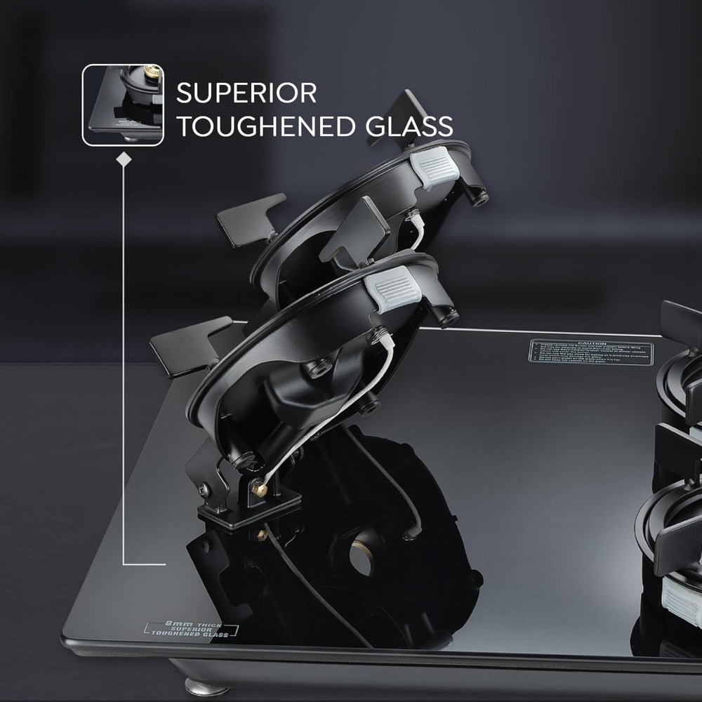 Prestige Svachh Efficia 04 AI Toughened Glass Top Hob | Multi Spark Ignition System | Black
