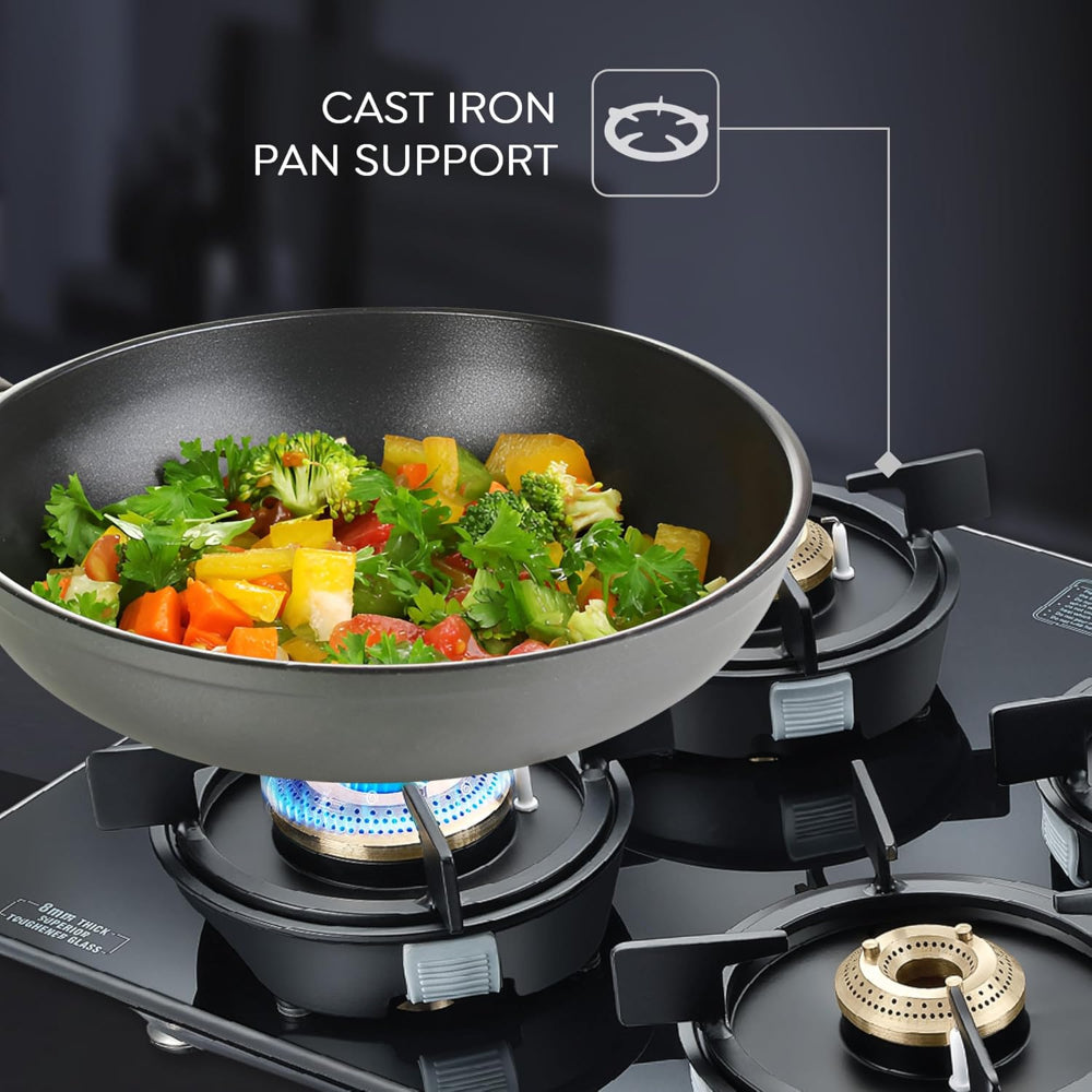 Prestige Svachh Efficia 04 AI Toughened Glass Top Hob | Multi Spark Ignition System | Black
