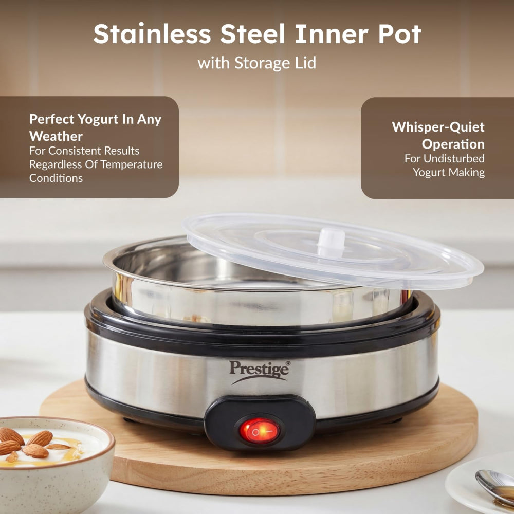 Prestige Electric Yoghurt Maker with Storage Lid with Stainless Steel Inner Pot | Silver
