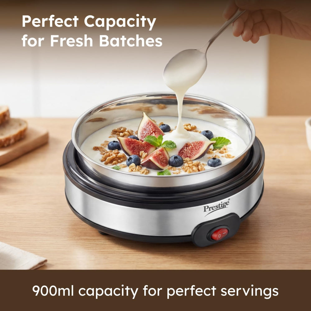 Prestige Electric Yoghurt Maker with Storage Lid with Stainless Steel Inner Pot | Silver