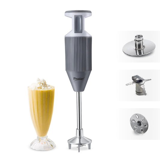 Prestige Blend X 250 Watts Electric Hand Blender | Dual Hot & Cold blending | Grey & White