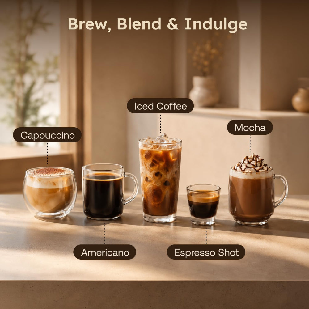 Prestige Espresso 800 Watts Coffee Maker | Detachable Drip Tray | Built-In Milk Frother | Black & Gold