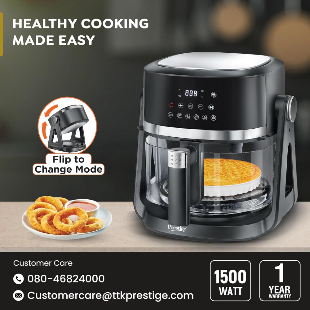 Prestige Air Flip All-In-One 4.5 Litre Air Fryer | Air Frying and Grilling with a Flip | 5 Preset Menu | Black