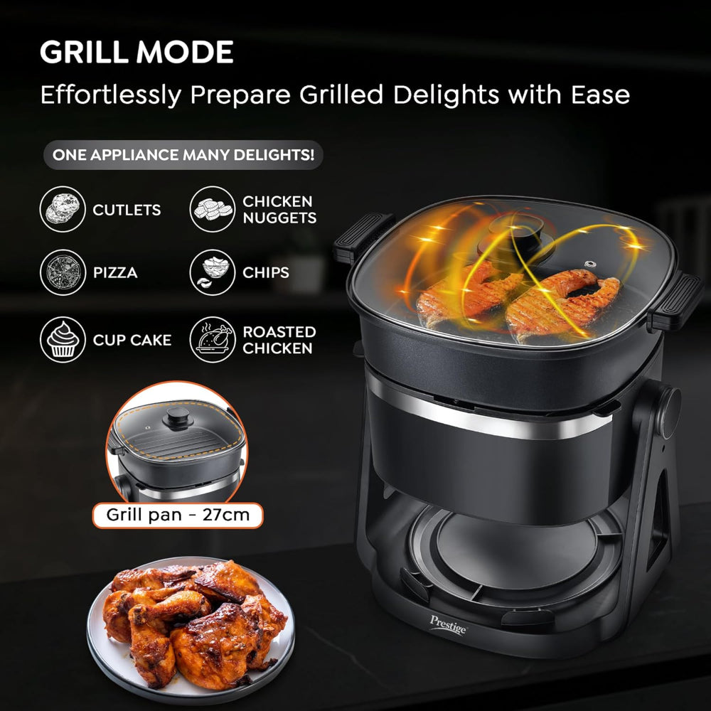 Prestige Air Flip All-In-One 4.5 Litre Air Fryer | Air Frying and Grilling with a Flip | 5 Preset Menu | Black