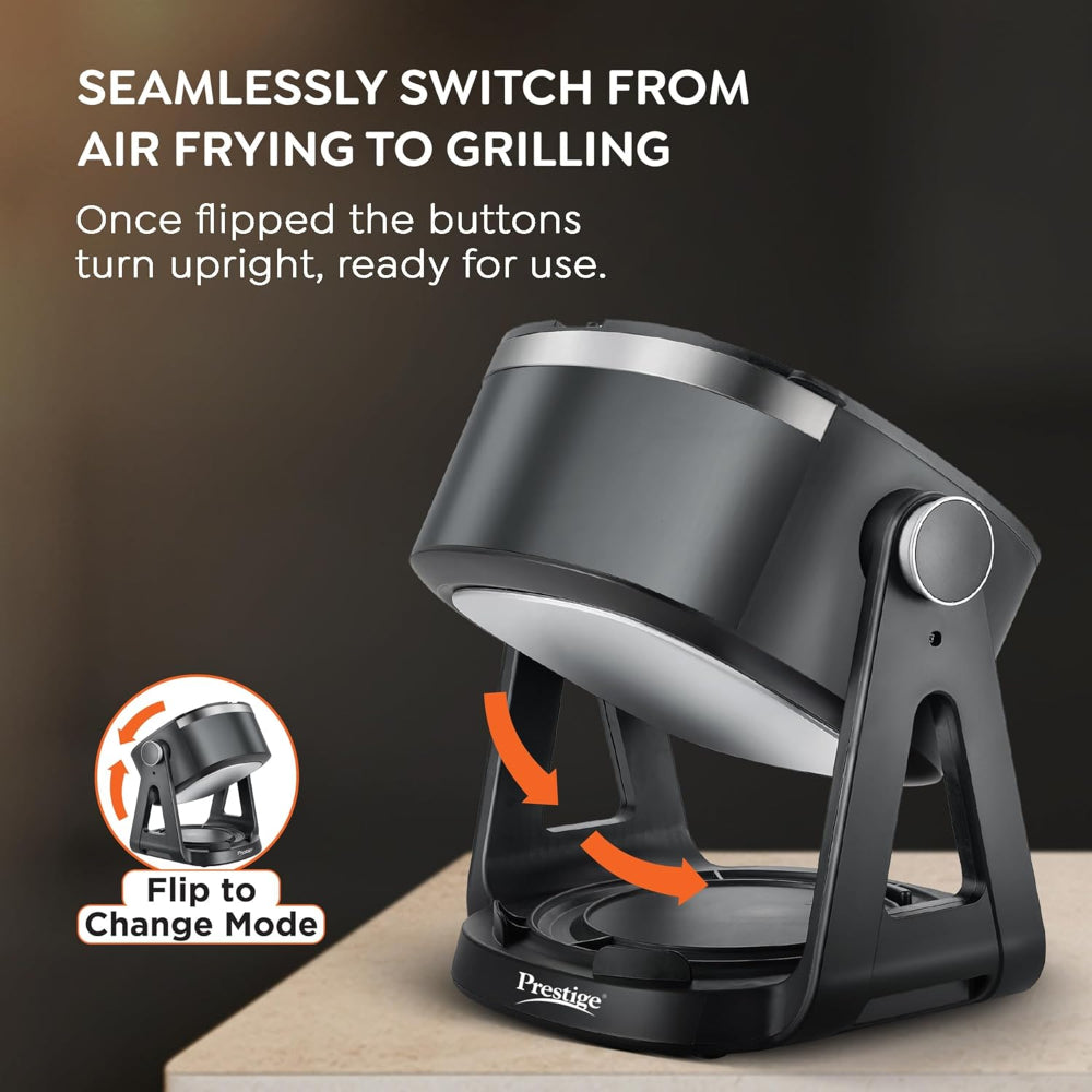 Prestige Air Flip All-In-One 4.5 Litre Air Fryer | Air Frying and Grilling with a Flip | 5 Preset Menu | Black